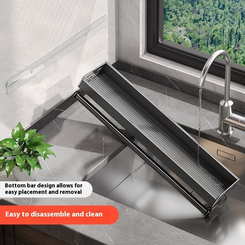 Gun Gray Aluminum Kitchen Storage Rack – Punch-Free & Multi-Functional