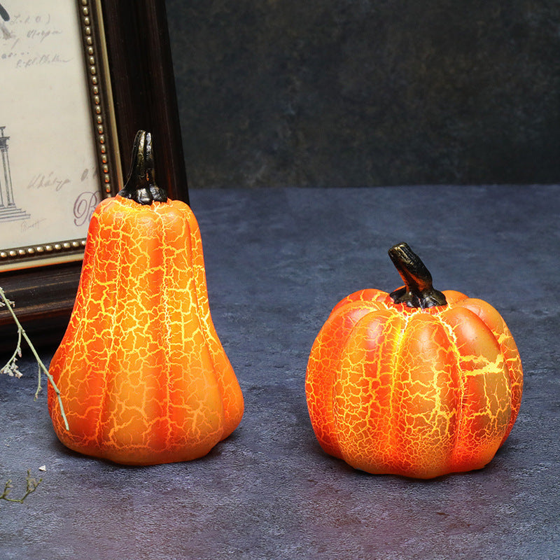 Halloween Pumpkin LED Lantern – Realistic Resin Candle Lamp