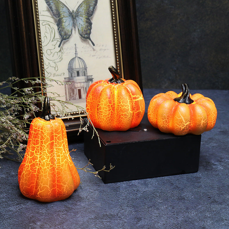 Halloween Pumpkin LED Lantern – Realistic Resin Candle Lamp