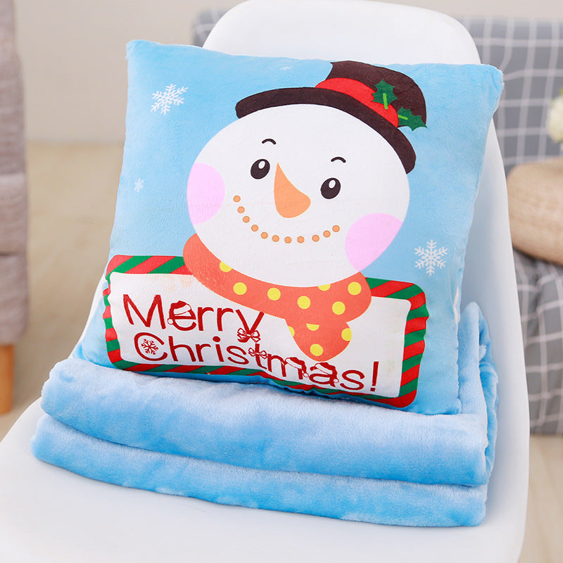Cartoon Christmas Series Throw Pillow Warm Hand Covering Office Three In One Blanket