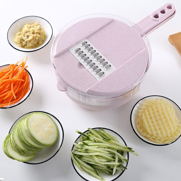 8-in-1 Mandoline Slicer – Vegetable Cutter, Potato Peeler, Carrot & Onion Grater with Strainer