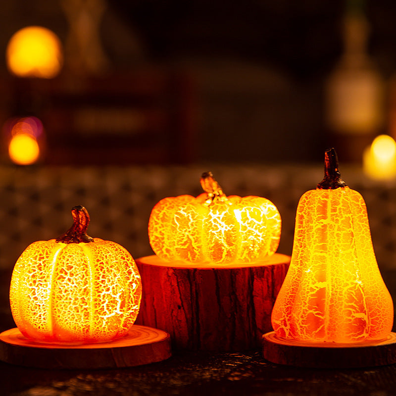 Halloween Pumpkin LED Lantern – Realistic Resin Candle Lamp