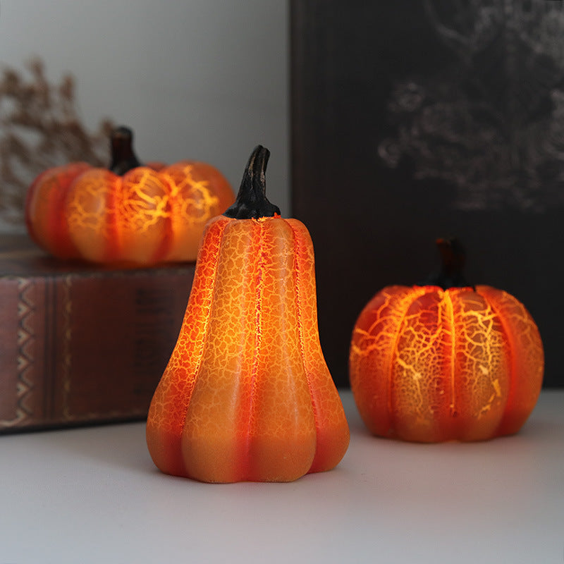 Halloween Pumpkin LED Lantern – Realistic Resin Candle Lamp