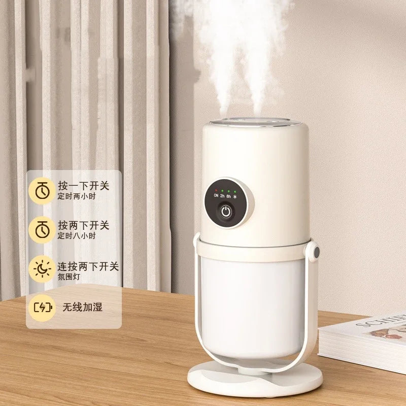 Two-Hole 280ML USB Mini Humidifier – Silent Cool Mist with Timer & Night Light for Home, Office, Car