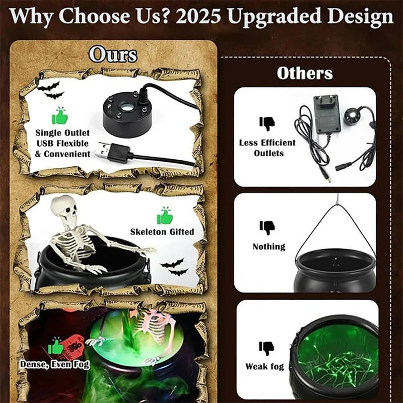 LED Witch Cauldron with Fog – Spooky Skeleton Halloween Decor