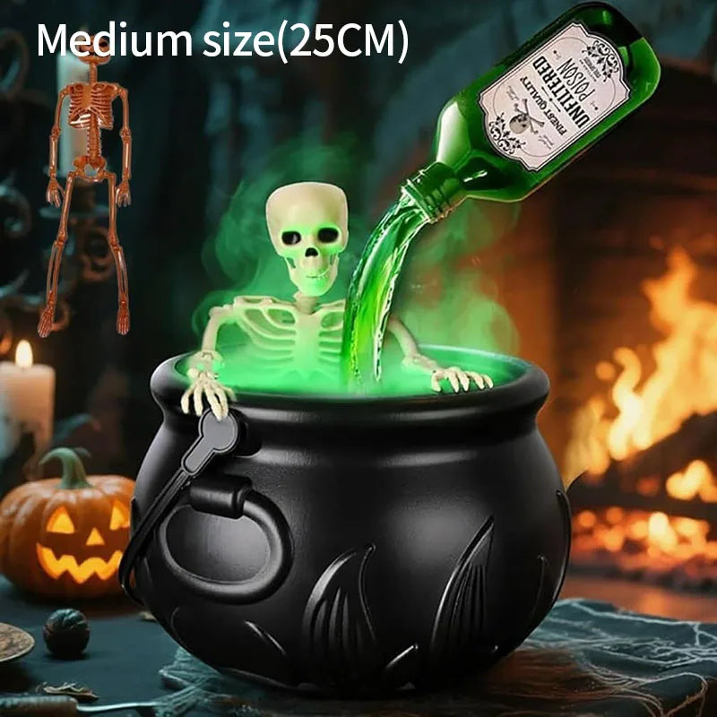 LED Witch Cauldron with Fog – Spooky Skeleton Halloween Decor