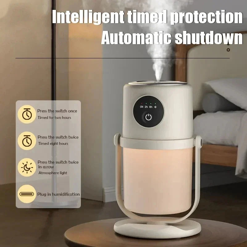 Two-Hole 280ML USB Mini Humidifier – Silent Cool Mist with Timer & Night Light for Home, Office, Car