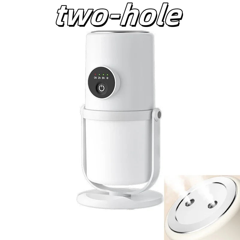 Two-Hole 280ML USB Mini Humidifier – Silent Cool Mist with Timer & Night Light for Home, Office, Car
