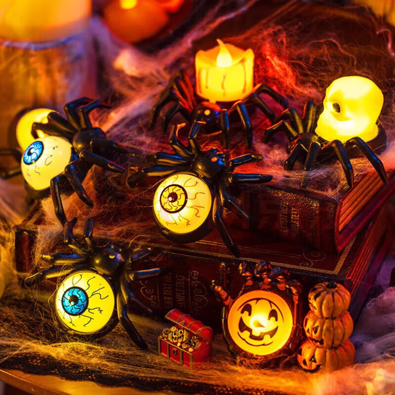 Halloween Spider Night Lights – Spooky Party Decor