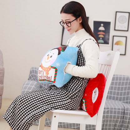 Cartoon Christmas Series Throw Pillow Warm Hand Covering Office Three In One Blanket