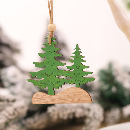 New cute wooden creative Christmas tree pendant