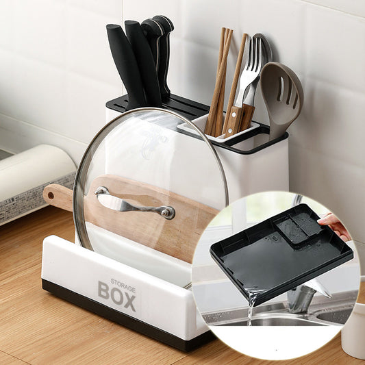 Creative Kitchen Desktop Storage Rack – Integrated Shelf Organizer (White)