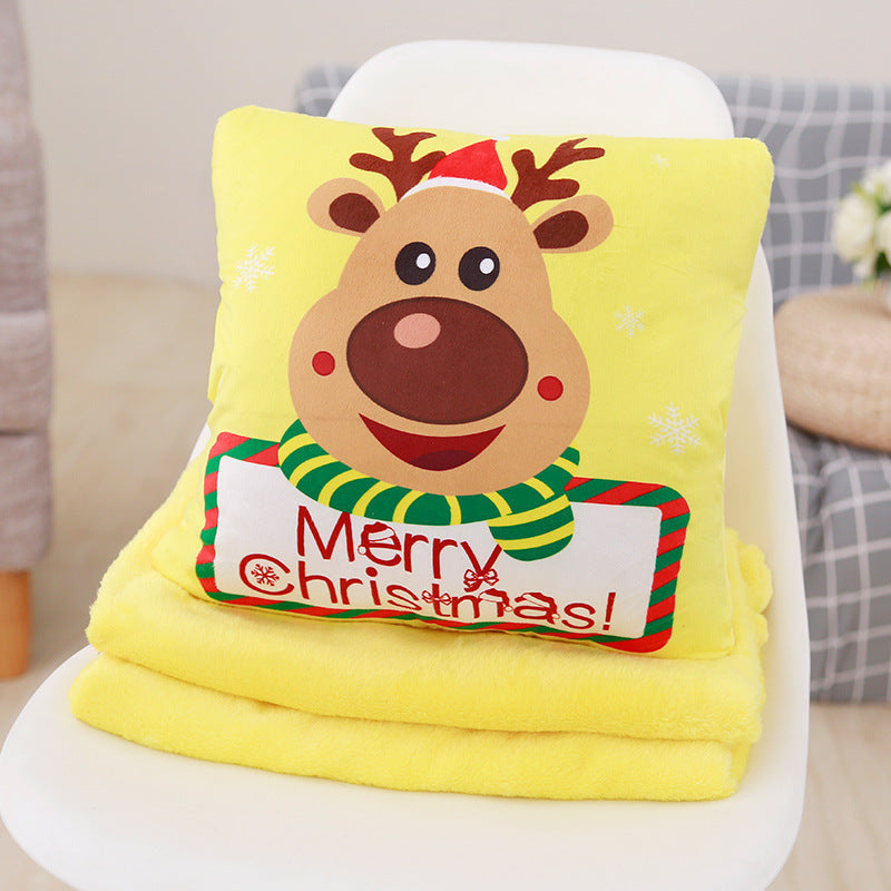 Cartoon Christmas Series Throw Pillow Warm Hand Covering Office Three In One Blanket