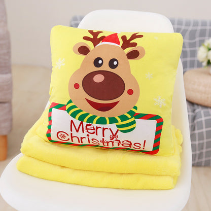 Cartoon Christmas Series Throw Pillow Warm Hand Covering Office Three In One Blanket