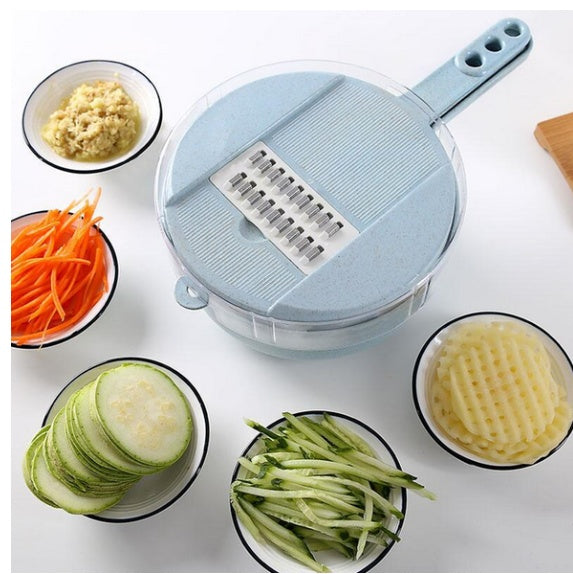 8-in-1 Mandoline Slicer – Vegetable Cutter, Potato Peeler, Carrot & Onion Grater with Strainer