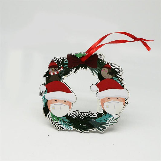 Christmas tree wooden snowman hanging piece