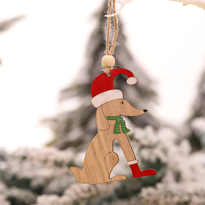New cute wooden creative Christmas tree pendant