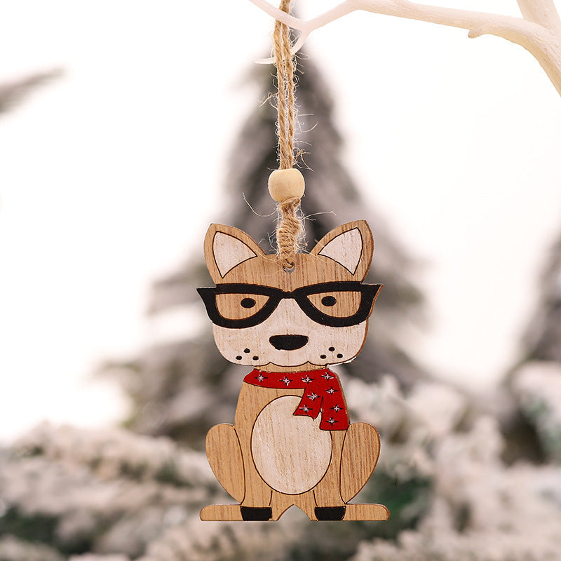 New cute wooden creative Christmas tree pendant