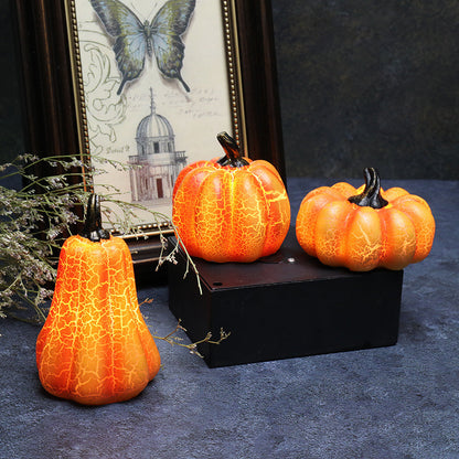 Halloween Pumpkin LED Lantern – Realistic Resin Candle Lamp
