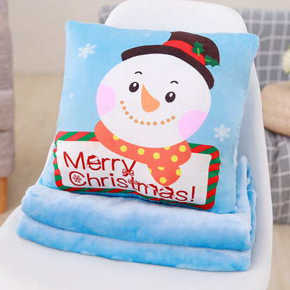 Cartoon Christmas Series Throw Pillow Warm Hand Covering Office Three In One Blanket