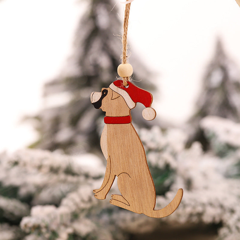 New cute wooden creative Christmas tree pendant