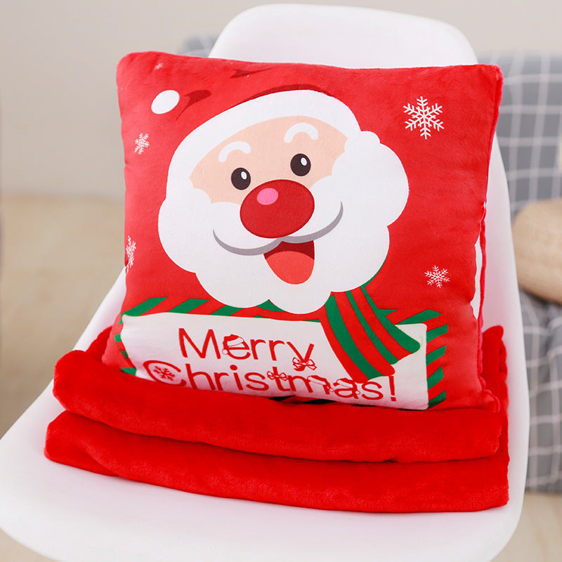 Cartoon Christmas Series Throw Pillow Warm Hand Covering Office Three In One Blanket