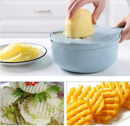 8-in-1 Mandoline Slicer – Vegetable Cutter, Potato Peeler, Carrot & Onion Grater with Strainer