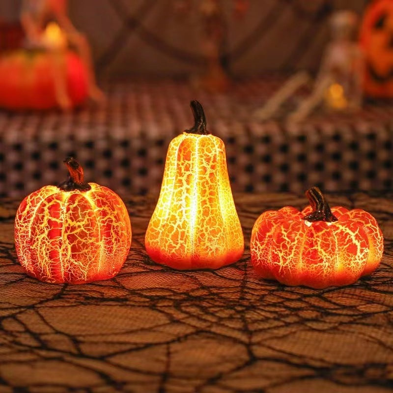 Halloween Pumpkin LED Lantern – Realistic Resin Candle Lamp