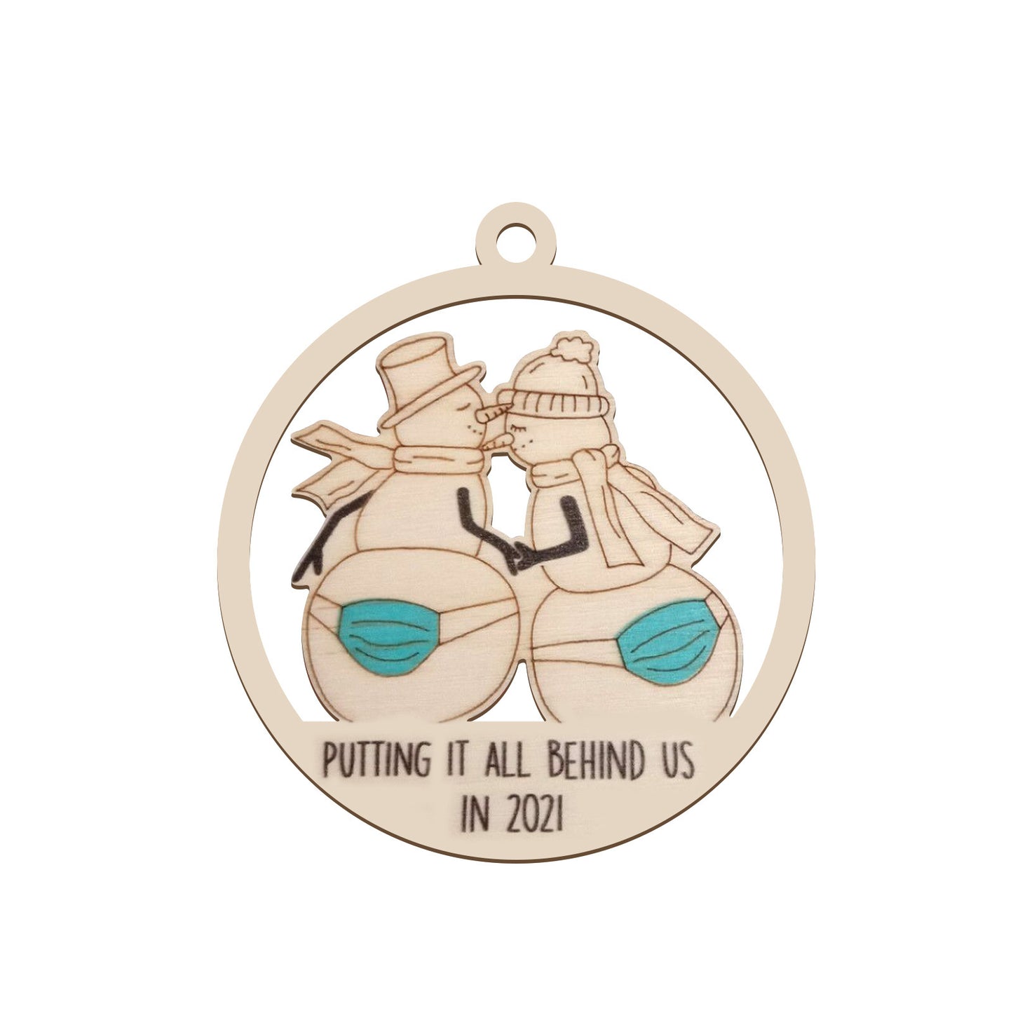 Wooden Christmas Tree with Hanging Decorations – Festive Holiday Ornament