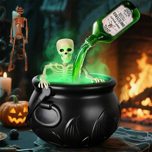 LED Witch Cauldron with Fog – Spooky Skeleton Halloween Decor