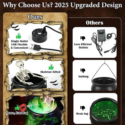 LED Witch Cauldron with Fog – Spooky Skeleton Halloween Decor