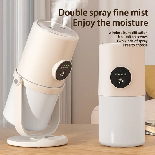 Two-Hole 280ML USB Mini Humidifier – Silent Cool Mist with Timer & Night Light for Home, Office, Car