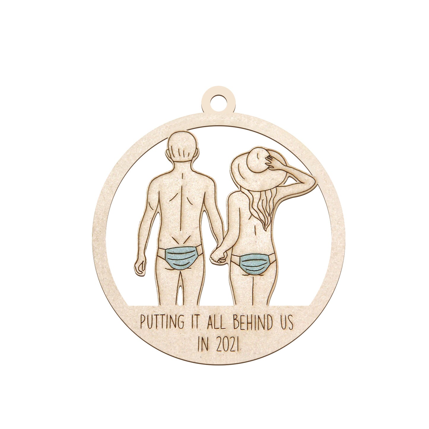 Wooden Christmas Tree with Hanging Decorations – Festive Holiday Ornament