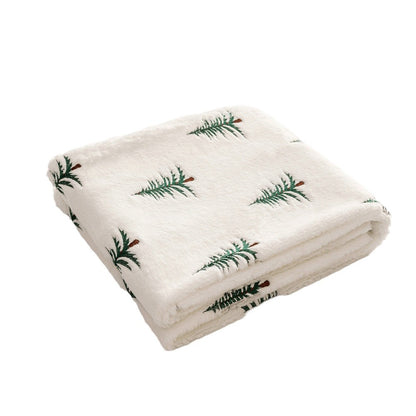 Christmas Plush Sofa Blanket Christmas Tree Embroidery Throw Living Room Sofa Decoration
