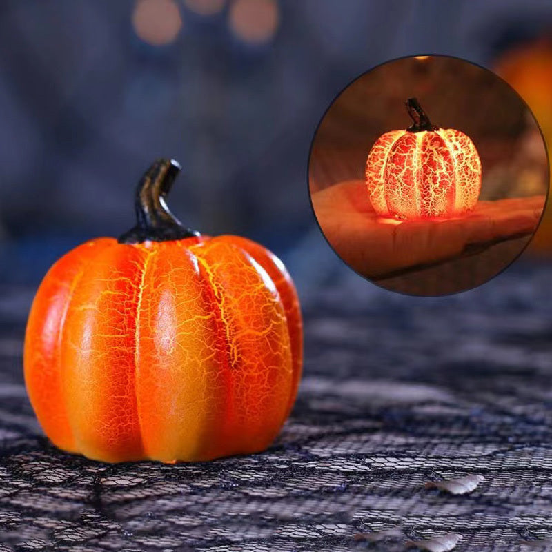 Halloween Pumpkin LED Lantern – Realistic Resin Candle Lamp