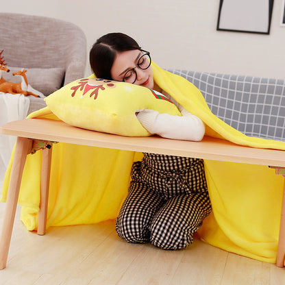 Cartoon Christmas Series Throw Pillow Warm Hand Covering Office Three In One Blanket